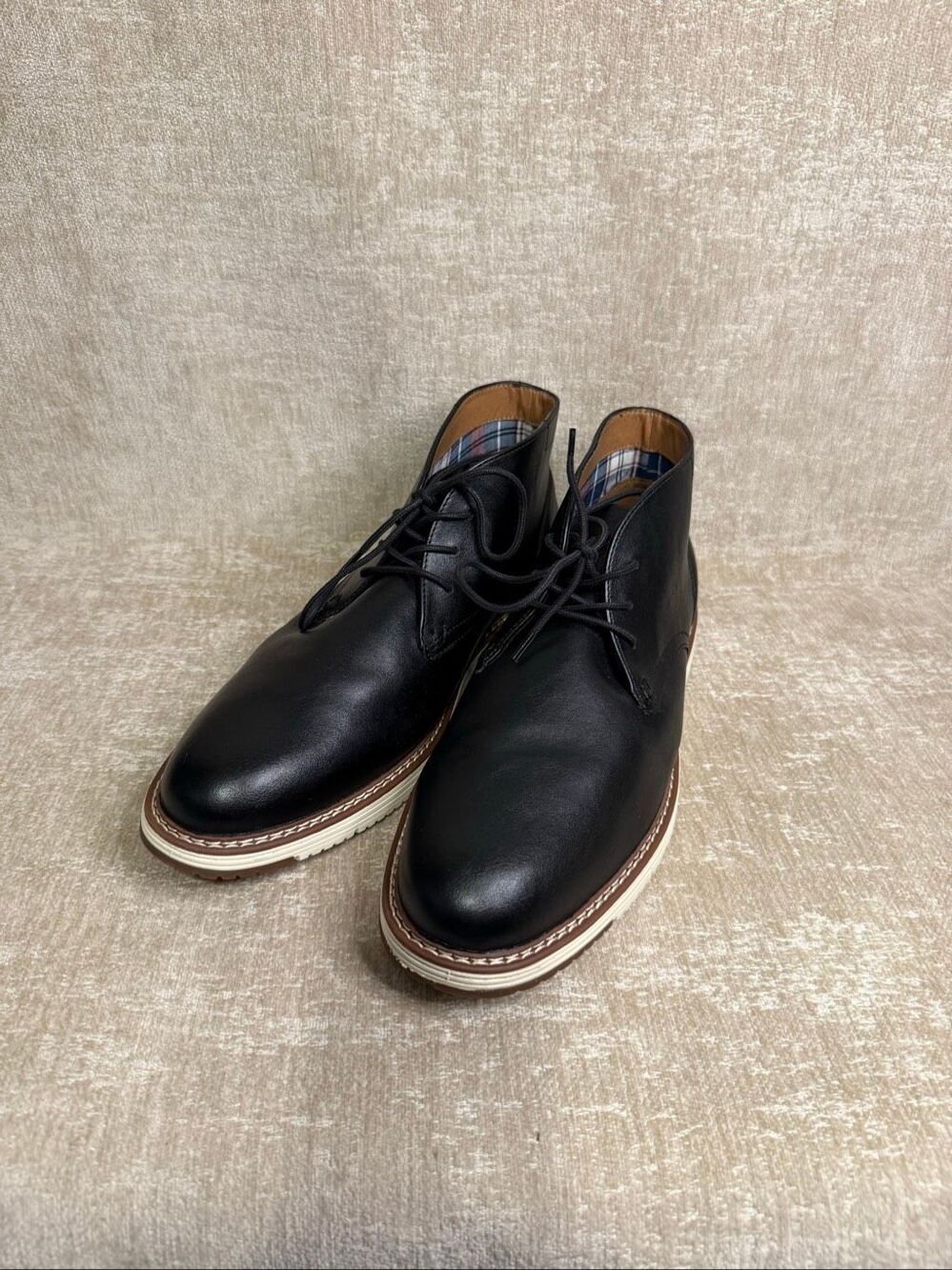 Tommy Hilfiger Men's Faux Leather Lace-Up Harbin Chukka Boots Black Size 12